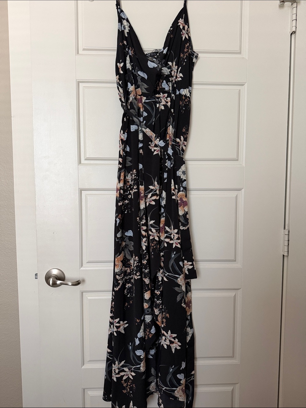 Black Floral Maxi Dress with Spaghetti Straps